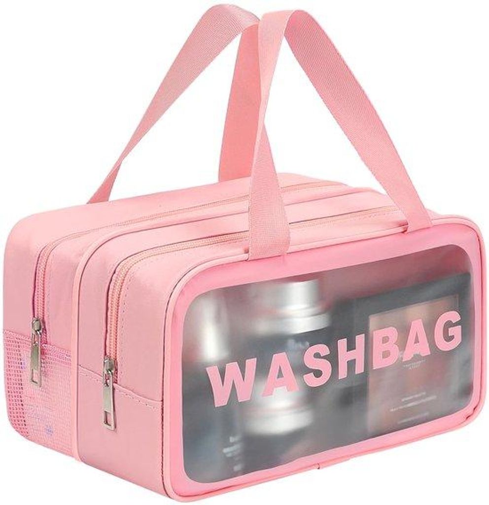 Reise-Toilettas, wasserdicht, rosa, groß