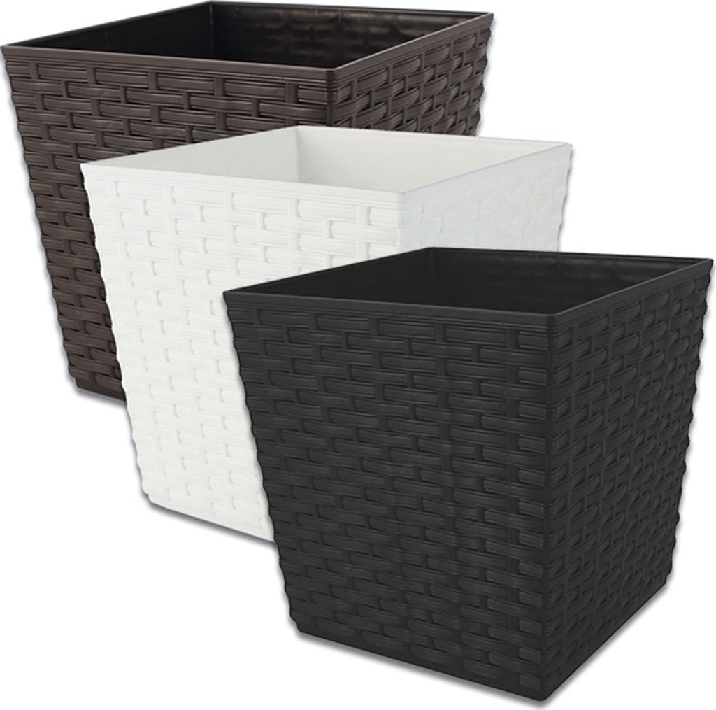 Kunststoff Pflanzkübel BALI 17 x 16,5 x 16,5 cm SCHWARZ eckig Flechtoptik