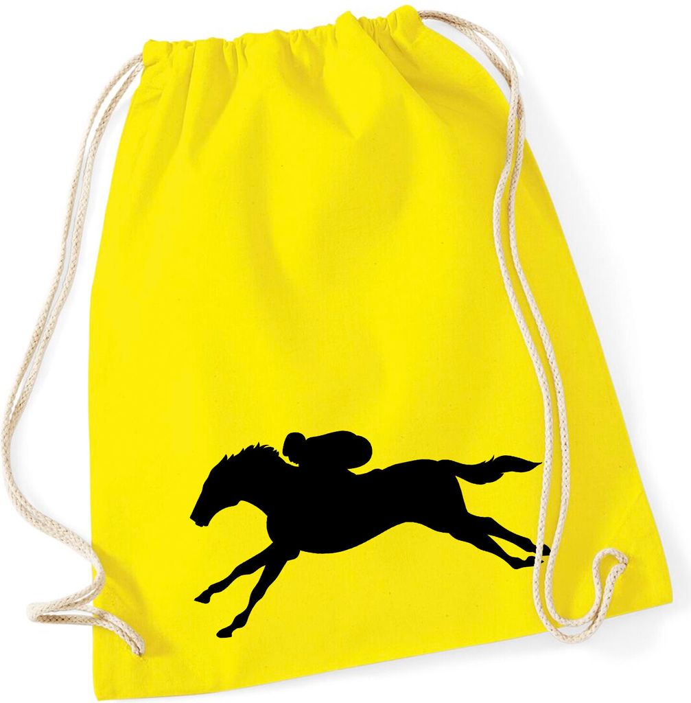 Huuraa Turnbeutel Pferderennen Silhouette 12 Liter Yellow Baumwolle Rucksack Geschenkidee
