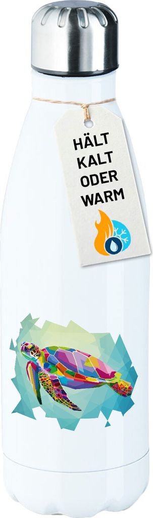 Huuraa Trinkflasche Wasserschildkröte Colorful 500ml White Edelstahl Wasserflasche Trinkflasche Geschenkidee