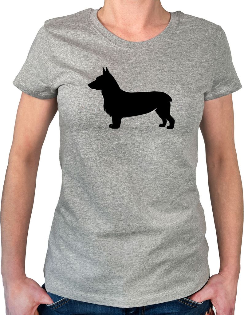 Huuraa Womans T-Shirt Welsh Corgi Pembroke Silhouette Geschenk Größe L Sport Grey Bio Baumwolle Fairtrade Welsh Corgi Pembroke Präsent
