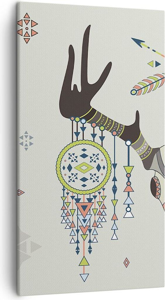 Bild auf Leinwand - Leinwandbild - Hirsch Mandala Spiritualität wild - 45x80cm - Wand Bild - Wanddeko - Leinwanddruck - Bilder - Kunstdruck - Lein...
