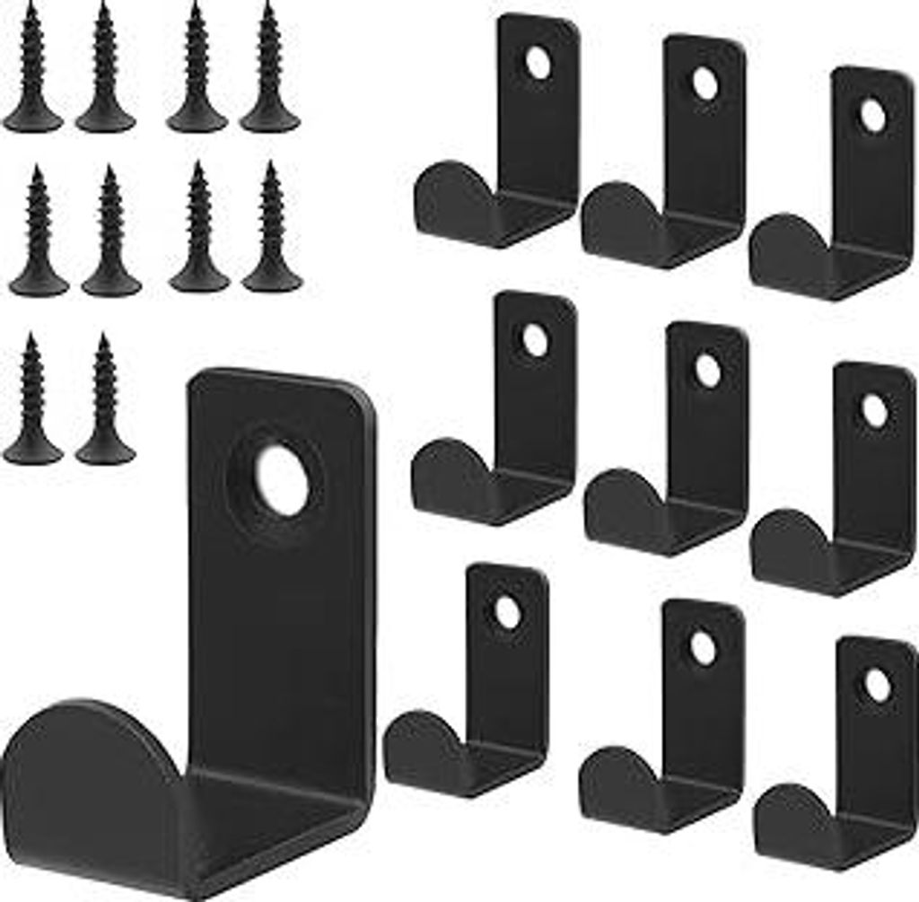 10 Stück Garderobenhaken, Kleiderhaken Schwarz, Kleiderhaken Wandhaken Schwarz Metall Haken zum Schrauben für Schlafzimmer Badezimmer Wohnzimmer ...