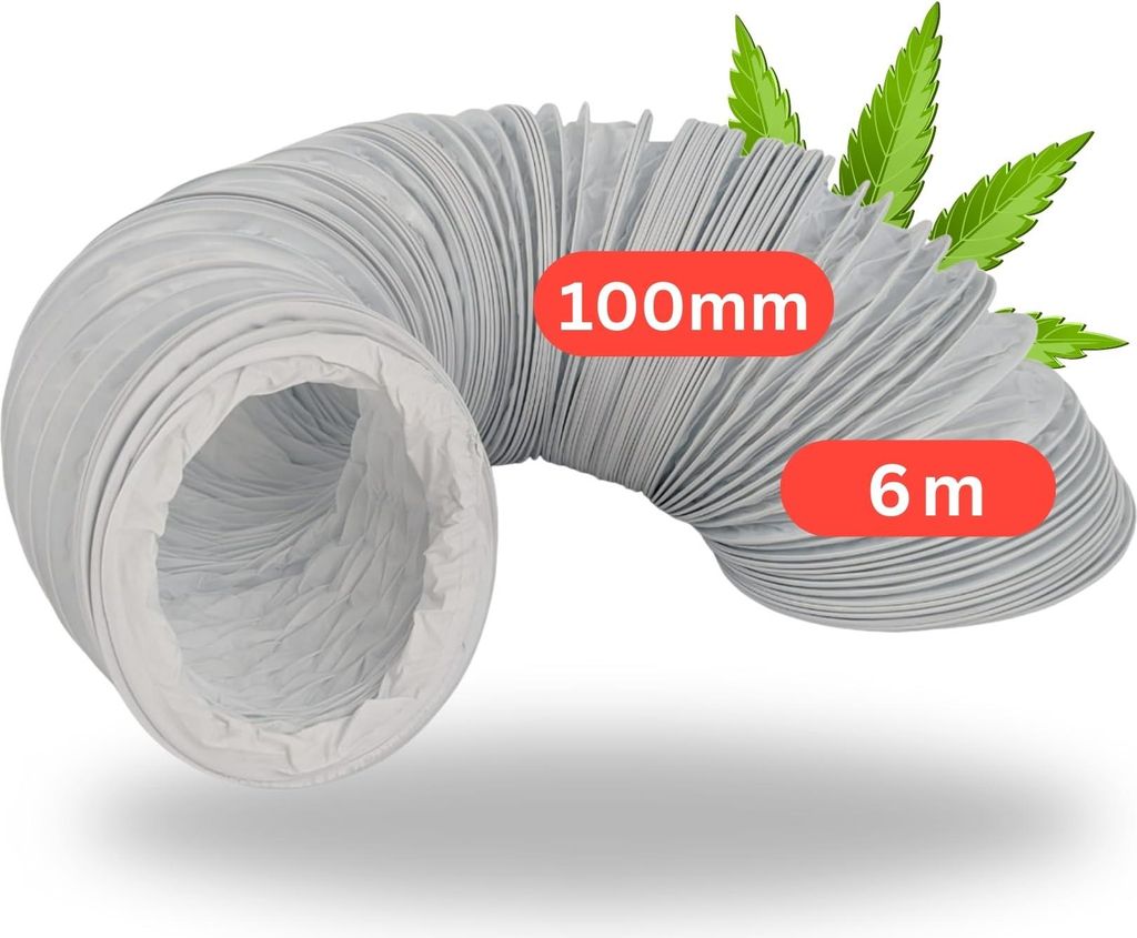 Abluft Schlauch 100mm 6m für Grow Box Schrank Zelt Grower Zubehör