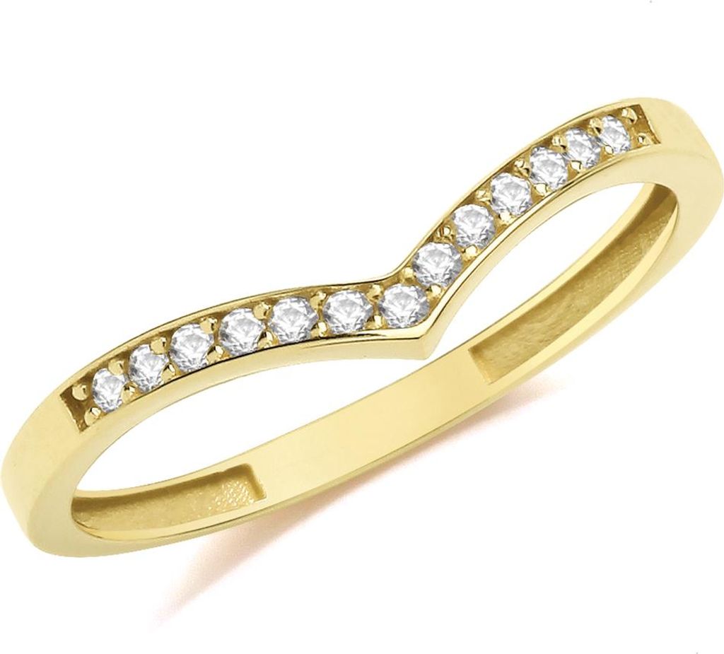 Schöner 9 Karat (375) Gold Damen - Wünschelrute Ring mit Zirkonia, 60 (19.1); TRS360759KYRSS