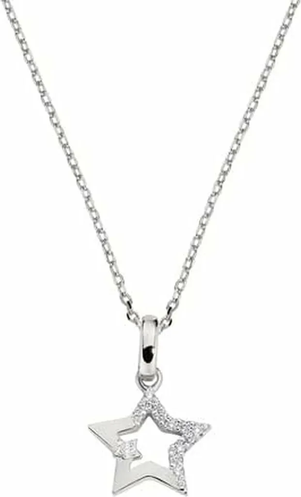 Collier Femme Amen CLSTSTBBZ Argent avec Cristaux Noirs et Pendentif