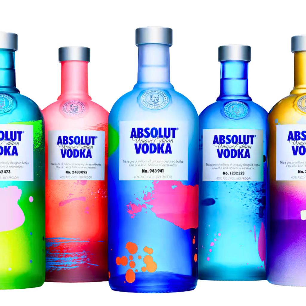 Absolut Vodka Unique 1L – Limitierte Edition 2012, Einzelstück mit künstlerischem Design, Sammler-Wodka aus Schweden mit 40% Vol., Geschenkflasche