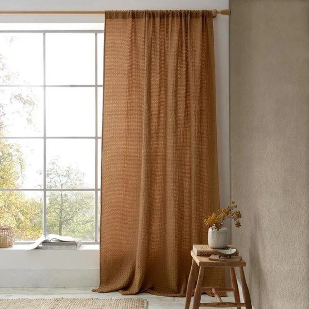Rideau voilage caramel 140x183 cm - Décoration de fenêtre élégante