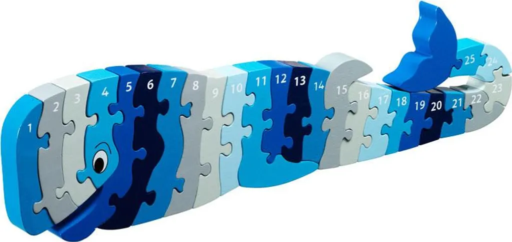 Lanka Kade Puzzle 1-25 Baleine Whoopi en bois naturel coloré