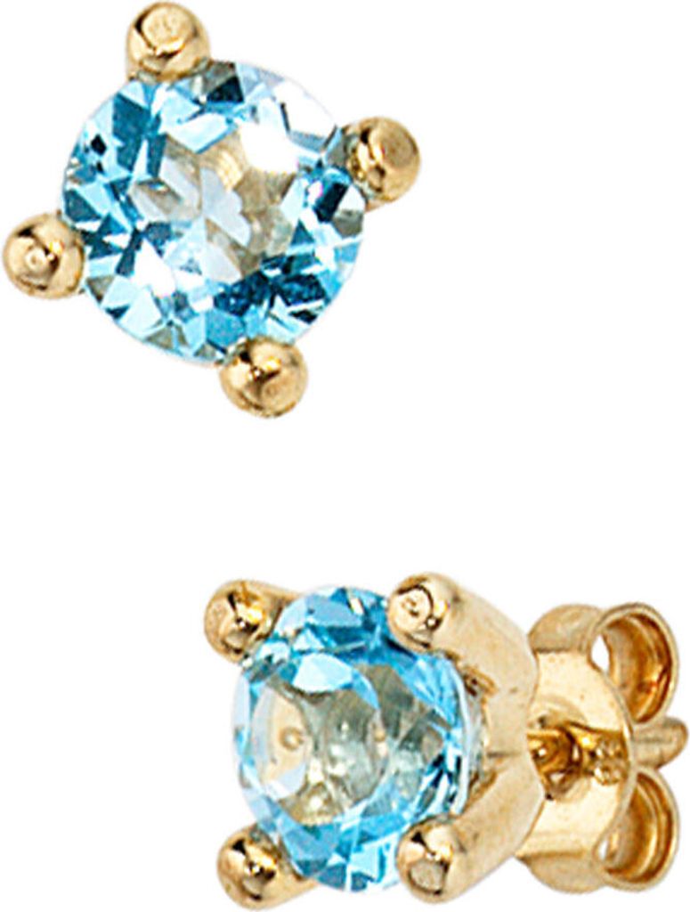 Ohrstecker Stecker Ohrschmuck mit Blautopas 333 Gold Gelbgold 6.5mm Damen