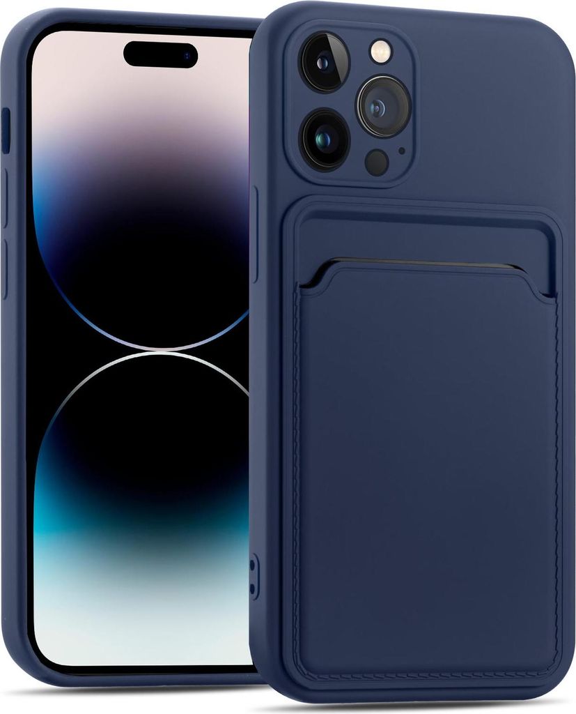 Handyhülle für iPhone 15 Pro Hülle Silikon Case Schutzhülle mit Kartenfach Slim Cover, Blau