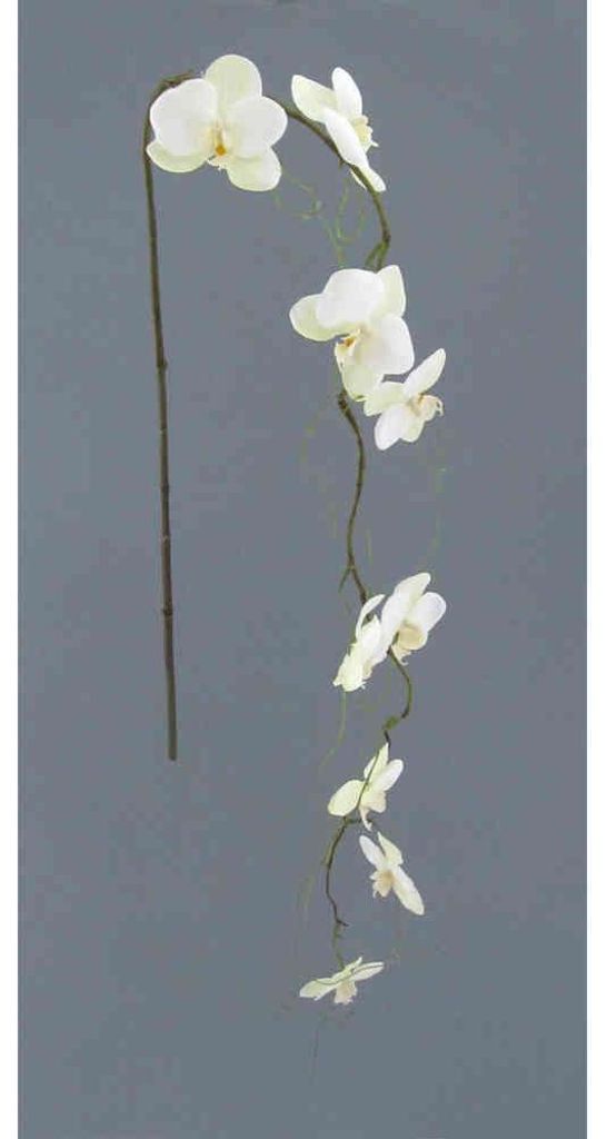 Kunstblume Phalaenopsis 122cm. Künstlicher Orchideen-Zweig Weiß