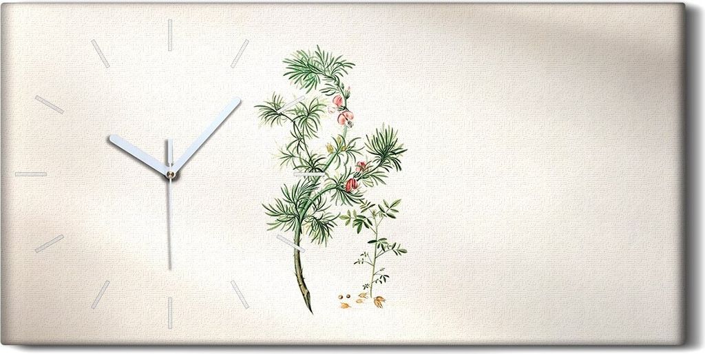 Wanduhr Uhr Wandbild Leinwand 60x30 Malerei Blumen Zweig Pflanze Kunst - weiße Hände