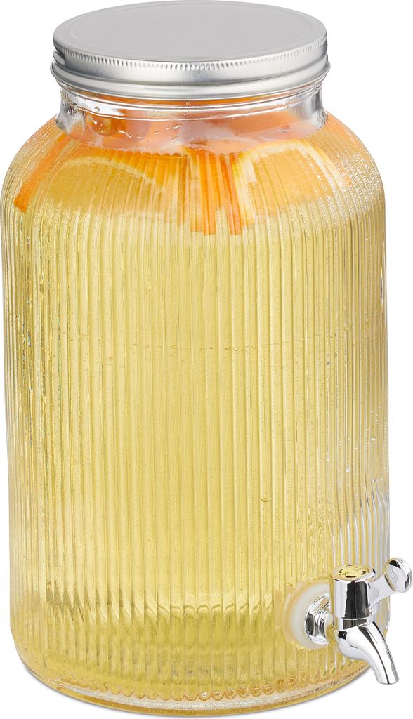 Relaxdays Getränkespender, Limobehälter geriffelt, 5 L, Produktbild 