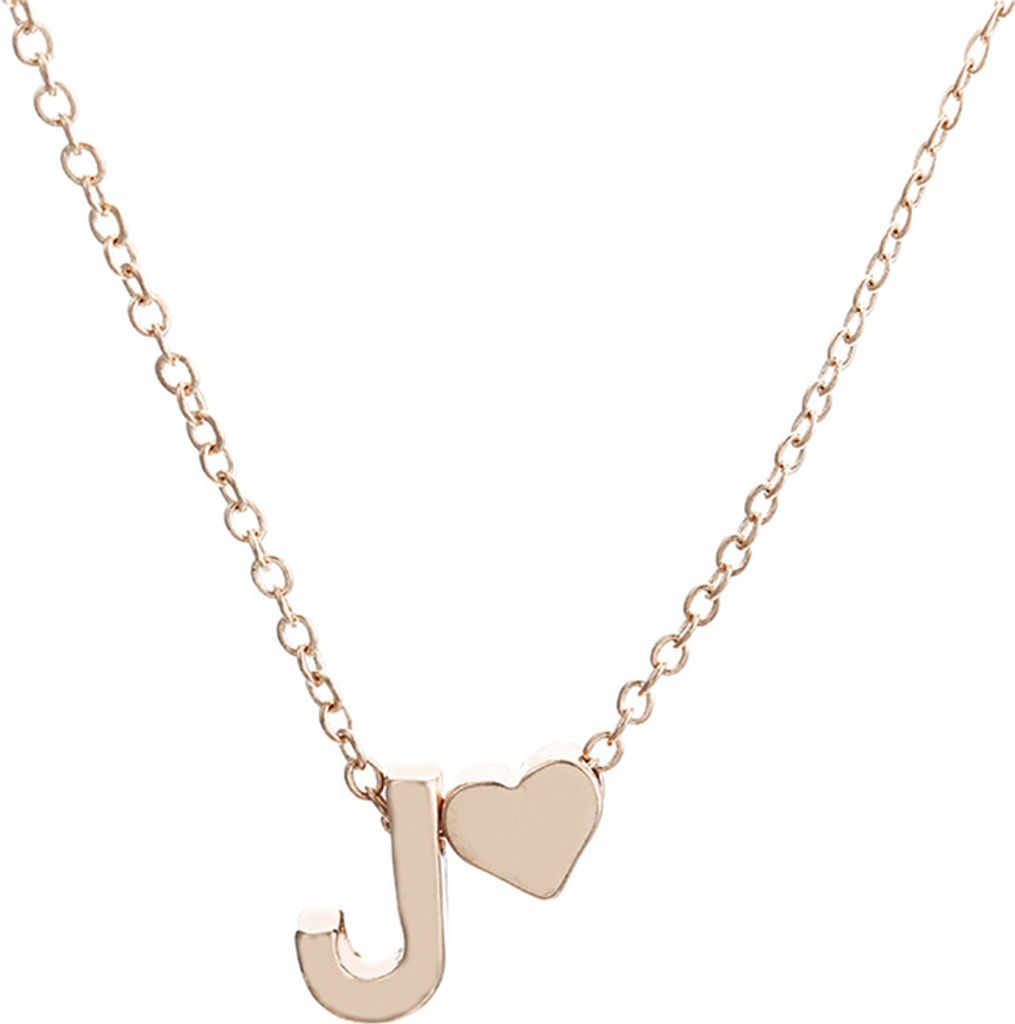 AZ 26 Großbuchstabe Herz Anhänger Mode Frauen Kette Halskette Schmuck Geschenk-Golden J