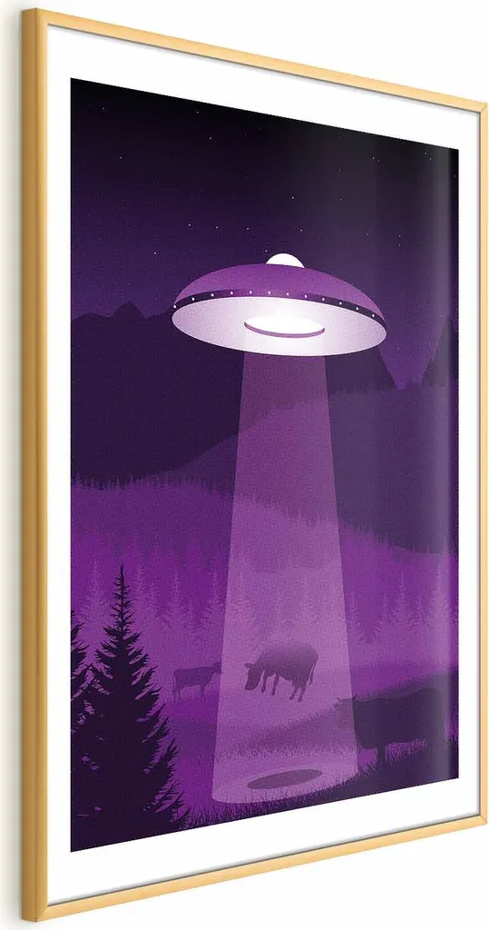 Poster Artistico UFO 40x60 Oro - Cornice con Margine Bianco