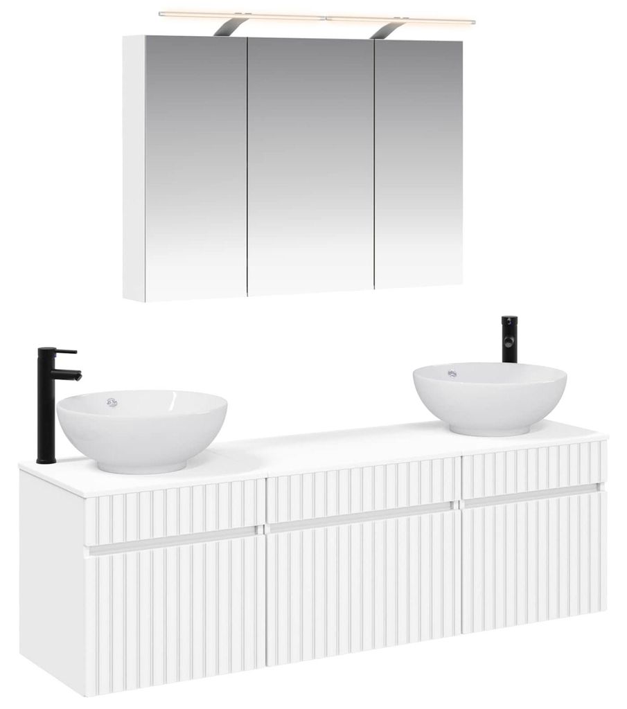 vidaXL Badezimmerschrank-Set 4 pcs Weiß 100 x 14,5 x 70 cm