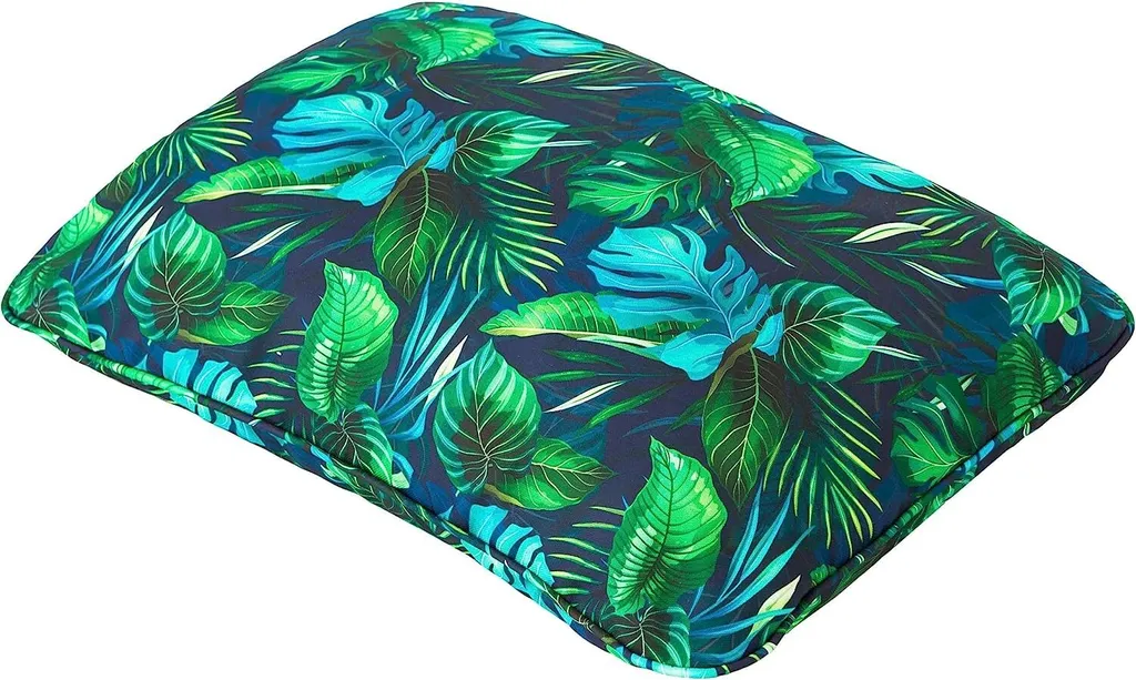 PillowPrim Petit Coussin de Jardin 52x33 cm Imperméable Feuille Bleue