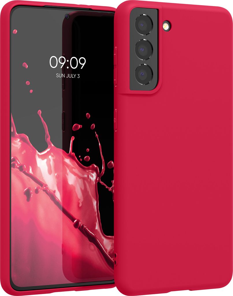 kwmobile Hülle kompatibel mit Samsung Galaxy S21 Hülle - weiches TPU Silikon Case - Cover geeignet für kabelloses Laden - Neon Pink