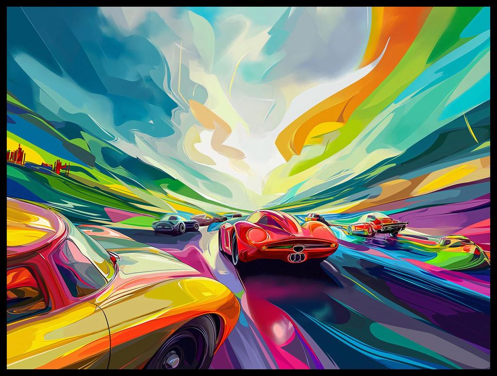 Plakat 80x60cm Rennen Bei Farben