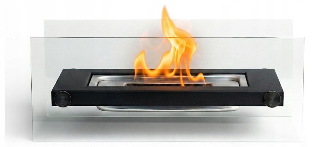 Bioethanol-Kamin Schwarz – Freistehender Tischkamin ohne Schornstein – Kaminfeuer für Wohnzimmer und Terrasse