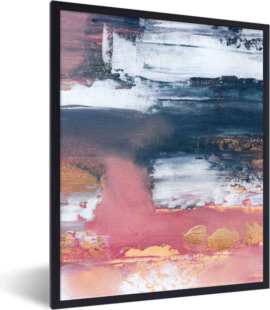 MuchoWow Gerahmtes Poster Abstrakt - Malerei - Design 60x80 cm - Poster mit Schwarzem Bilderrahmen Wandposter Rahmen Foto Bilder - Premium - Wand...