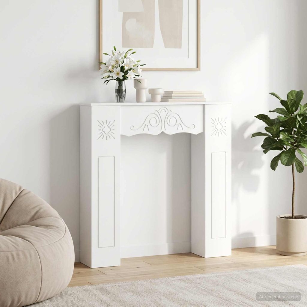 vidaXL Kaminumrandung Weiß 102 x 20 x 102 cm Holzwerkstoff