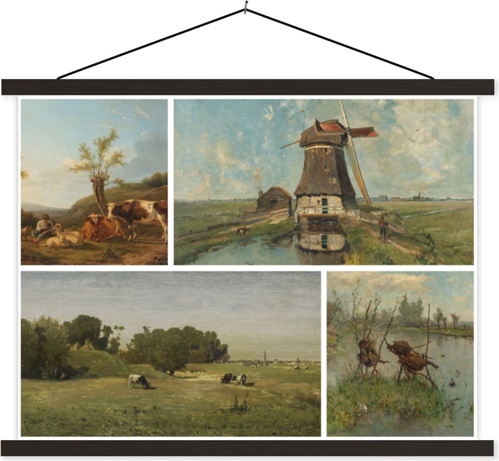 MuchoWow Textilposter Collage - Niederlande - Kunst 150x113 cm mit schwarzem Rahmen - Wohnzimmer