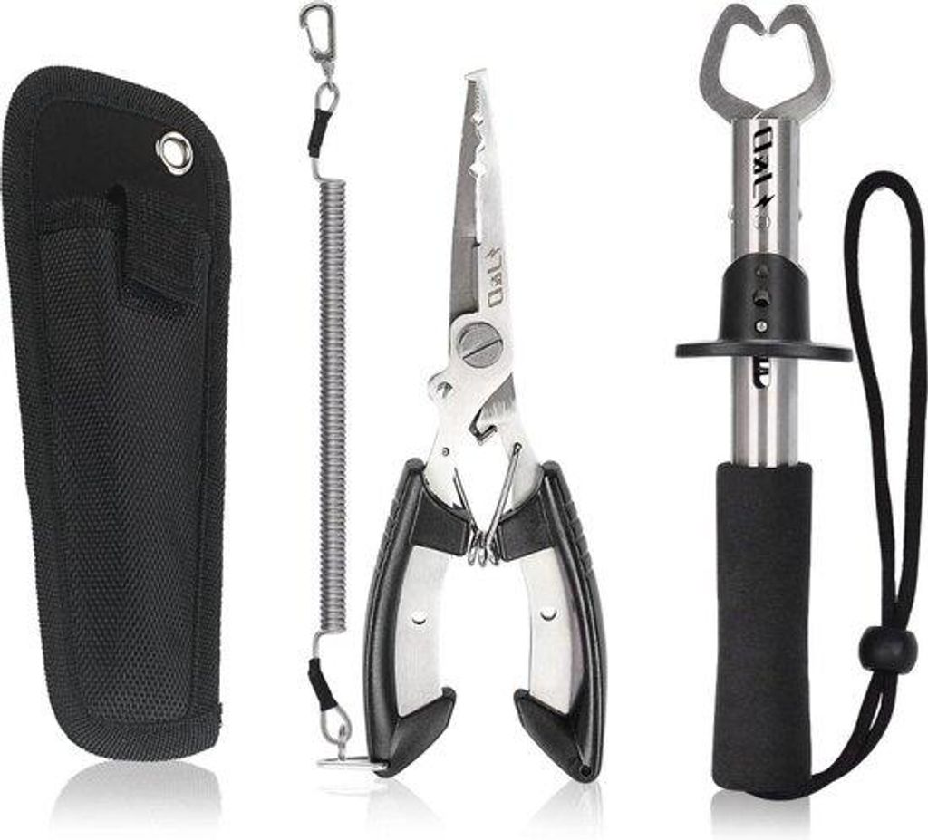 Edelstahl-Mehrzweckzange-Set für Hakenentferner, incl. Sicherheitsseil und Etui