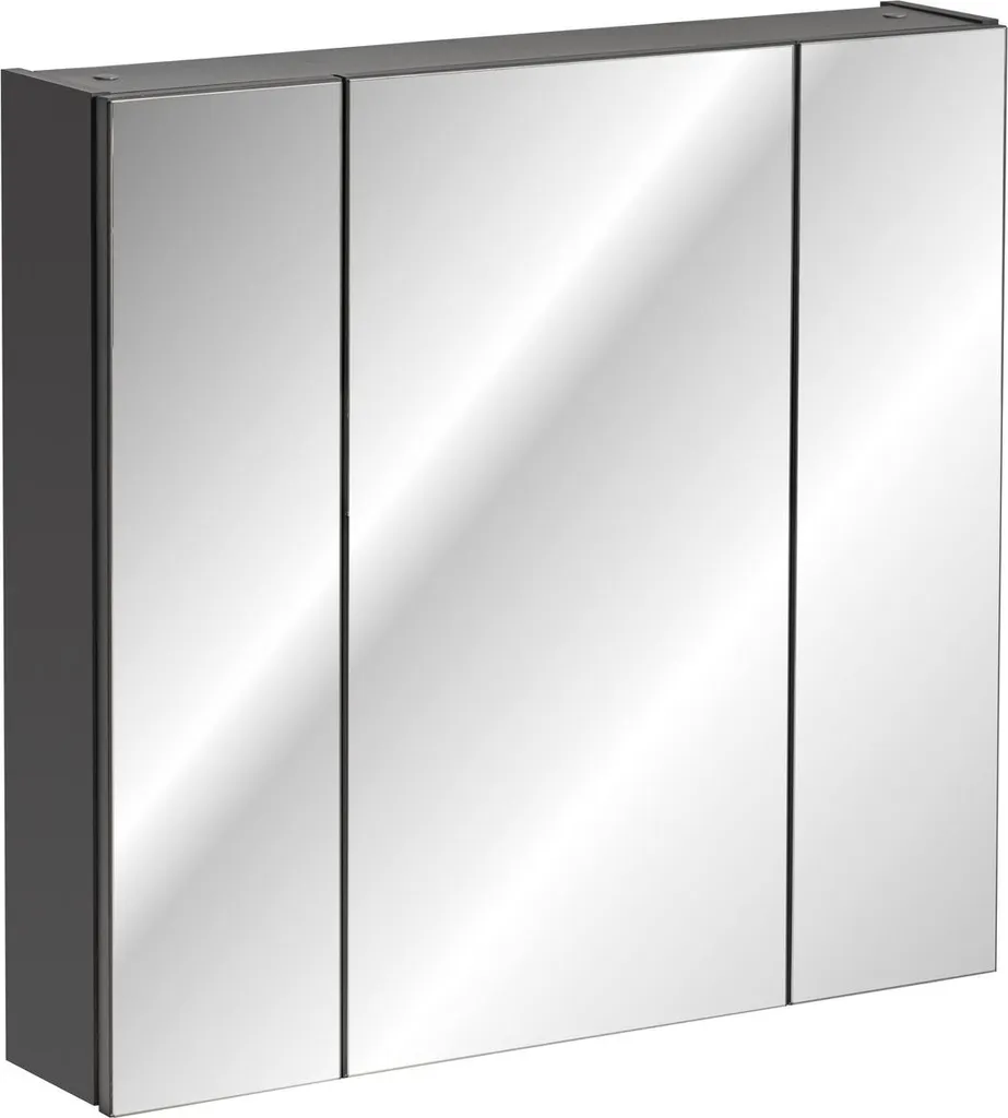 Armoire de salle de bain avec miroir 80 cm 3 portes design blanc mat