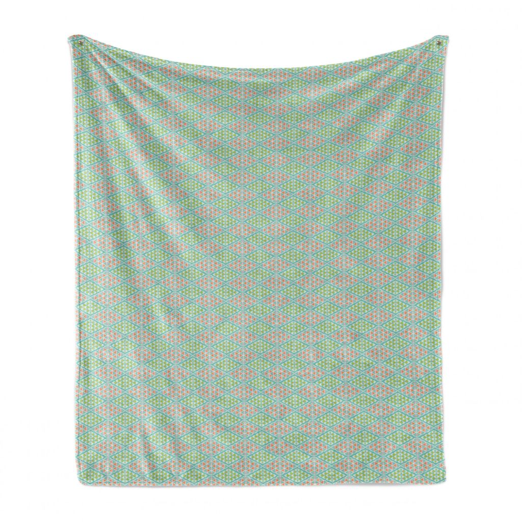 ABAKUHAUS Blumen Weich Flanell Fleece Decke, Pastel Tribal Rhombus prüfen, Gemütlicher Plüsch für den Innen- und Außenbereich, 125 x 175 cm, P...