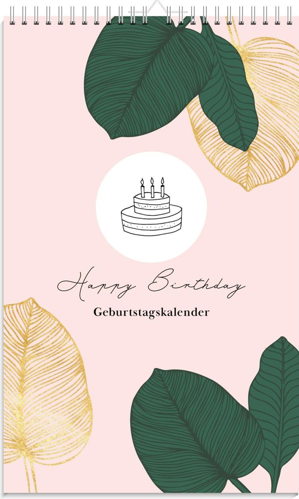 Geburtstagskalender immerwährend | Jahresunabhängiger Kalender für Geburtstage in rosa | Geburtstagsübersicht zum Aufhängen mit Spiralbindung ...