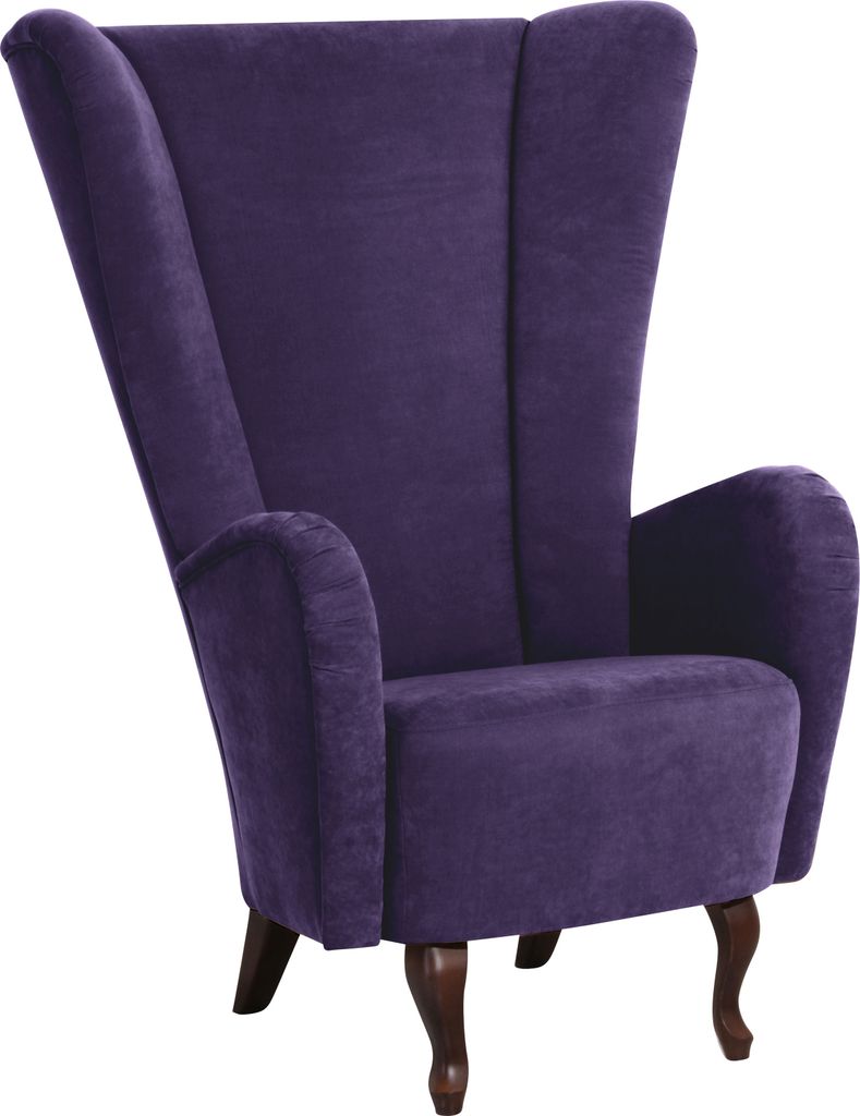 Max Winzer Hochlehnsessel Aurora - Velourstoff violett - Maße: 89 x 96 x 122 cm