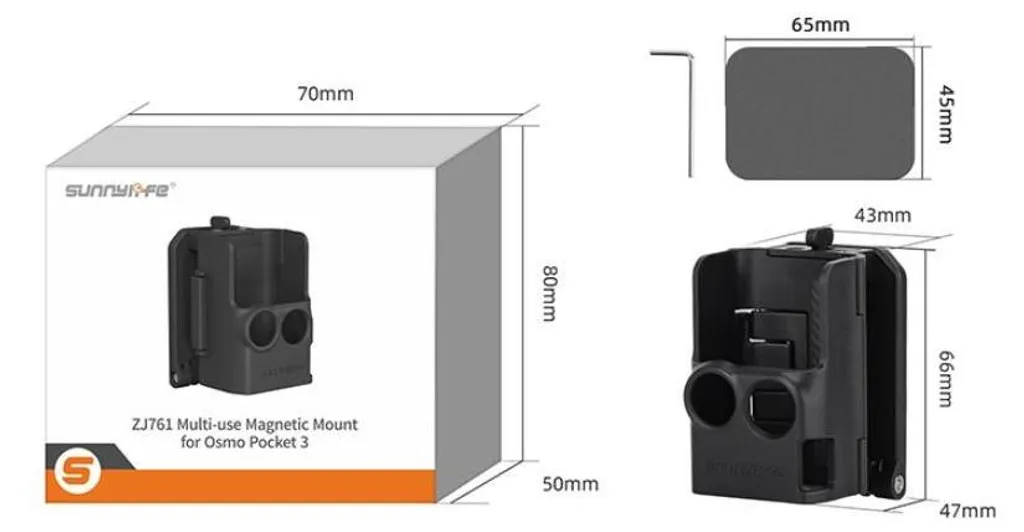 Staffa Magnetica DJI Pocket 3 Blu - Base Regolabile Quick Release - 15