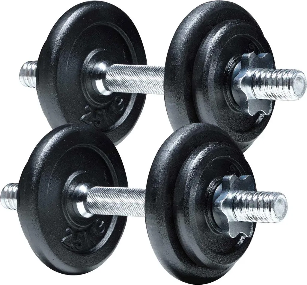 Haltères 20kg en fonte de fer avec système de réglage Fit'n Shape durable