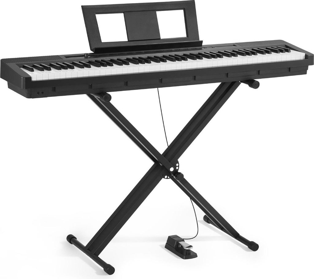 Digitalpiano 88 Tasten - E-Piano Set - Vollgewichtete Tasten - Integrierte Lautsprecher - Sustain-Pedal & X-Ständer - Aufnahmefunktion - 280 Klän...