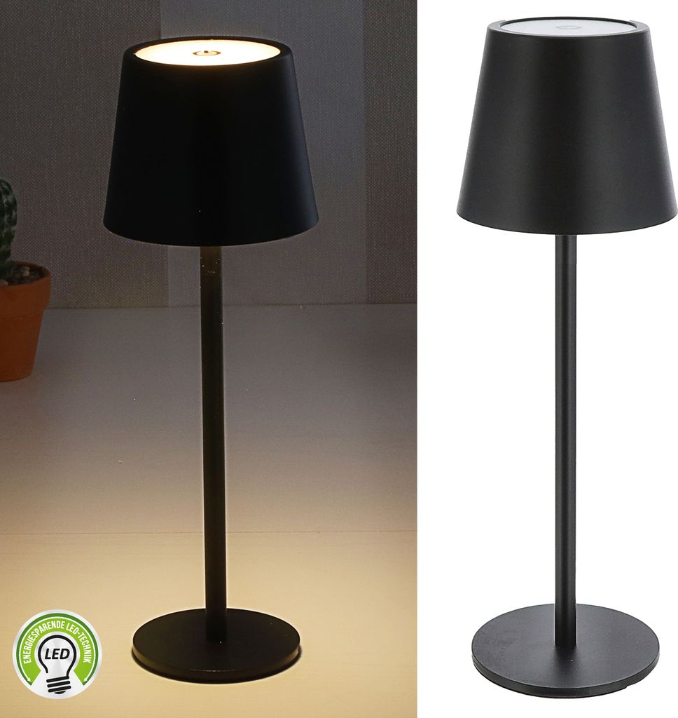 LED Tischleuchte schwarz 48 LEDs 9x26cm USB Ladefunktion Touchfunktion stufenlos dimmbar 3 Weißtöne 45 Lumen Tischbeleuchtung