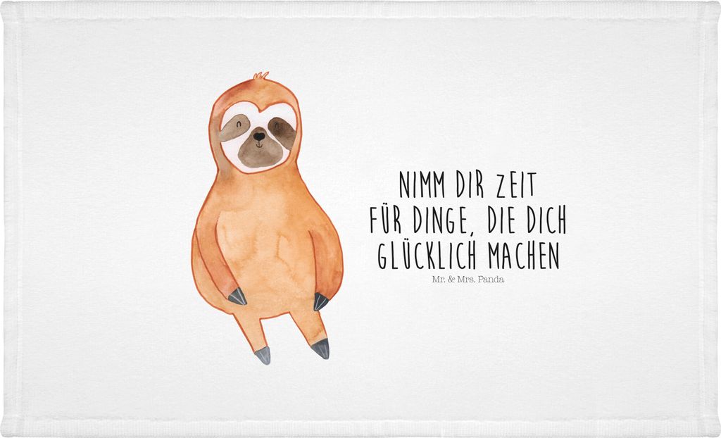 Mr. & Mrs. Panda Handtuch Faultier Zufrieden - Weiß - Geschenk, Händehandtuch, glücklich, Glück, Pause, 50x100, Flauschtuch, Frotteehandtuch, g...
