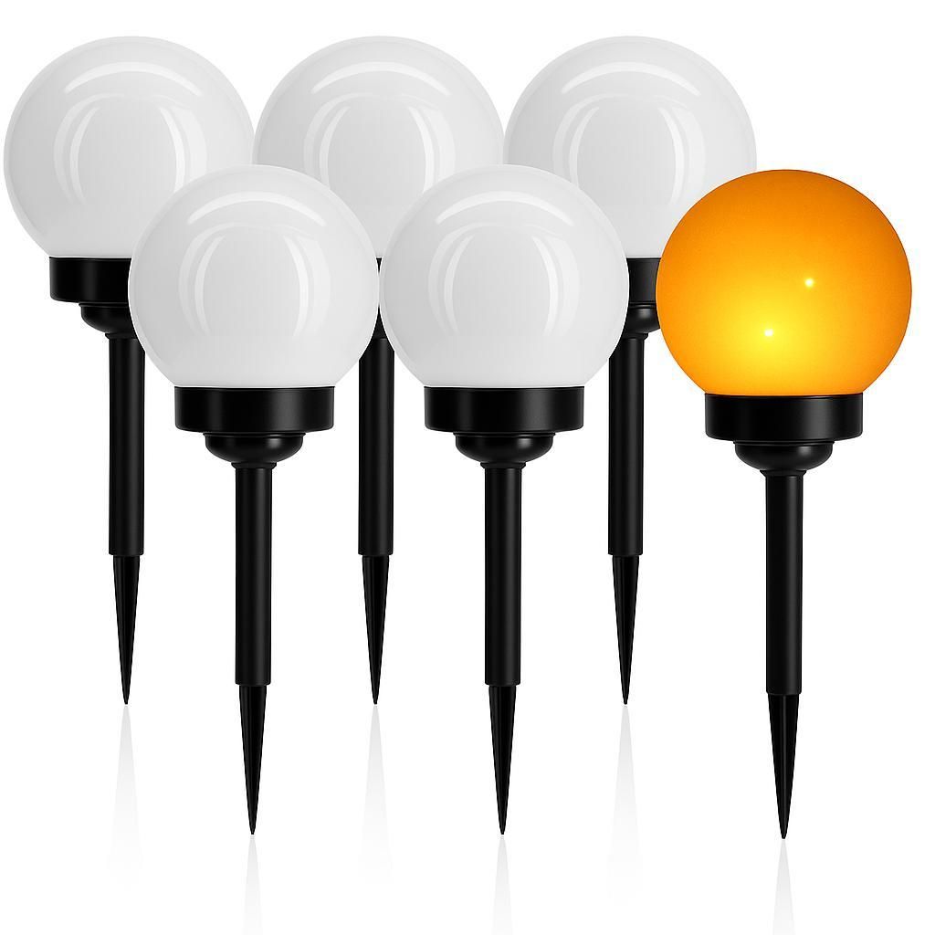 6 LED Solarleuchten Flammeneffekt Solar Kugel Lampen Garten Leuchten Ø15cm