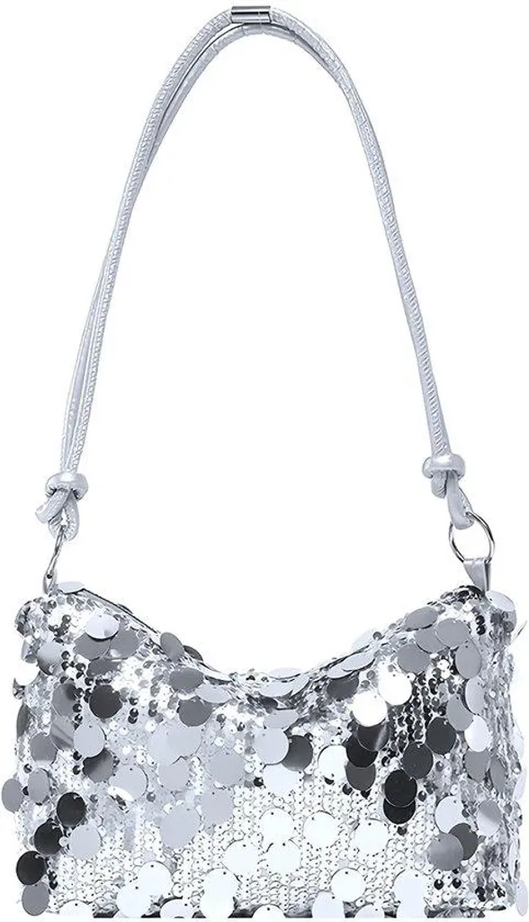 Sac à bandoulière argenté scintillant pour femme chic - Modèle Ava