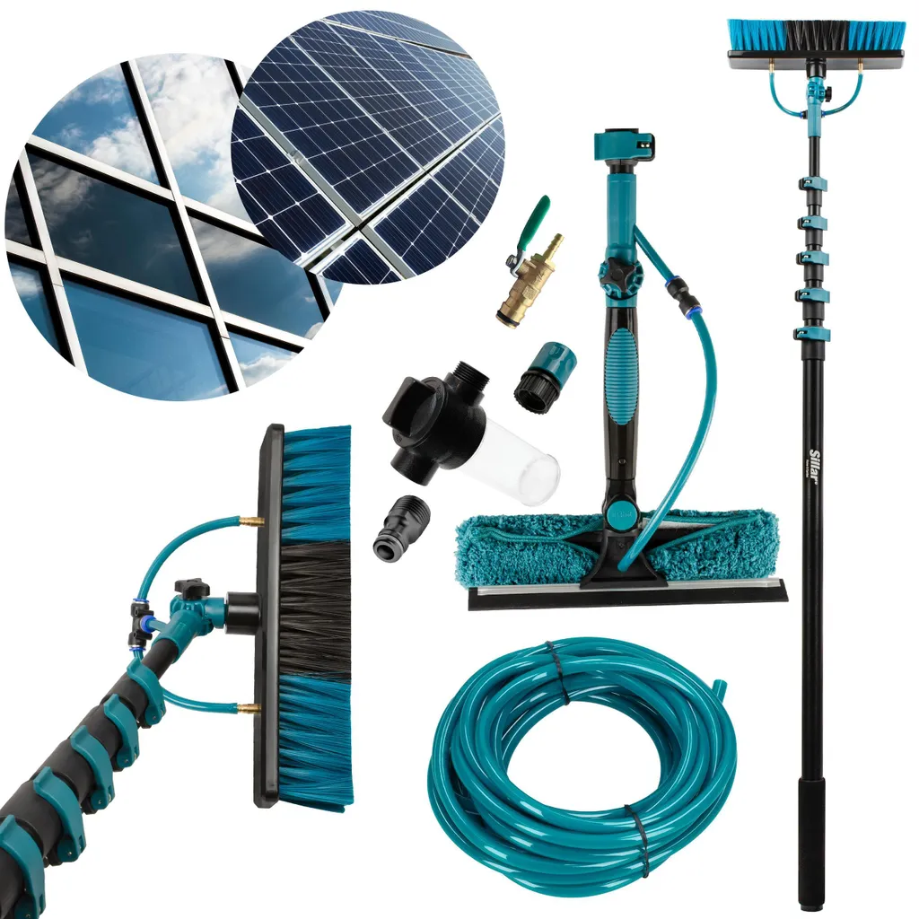 Nettoyer des panneaux solaires sans échelle : brosse télescopique 7m pro