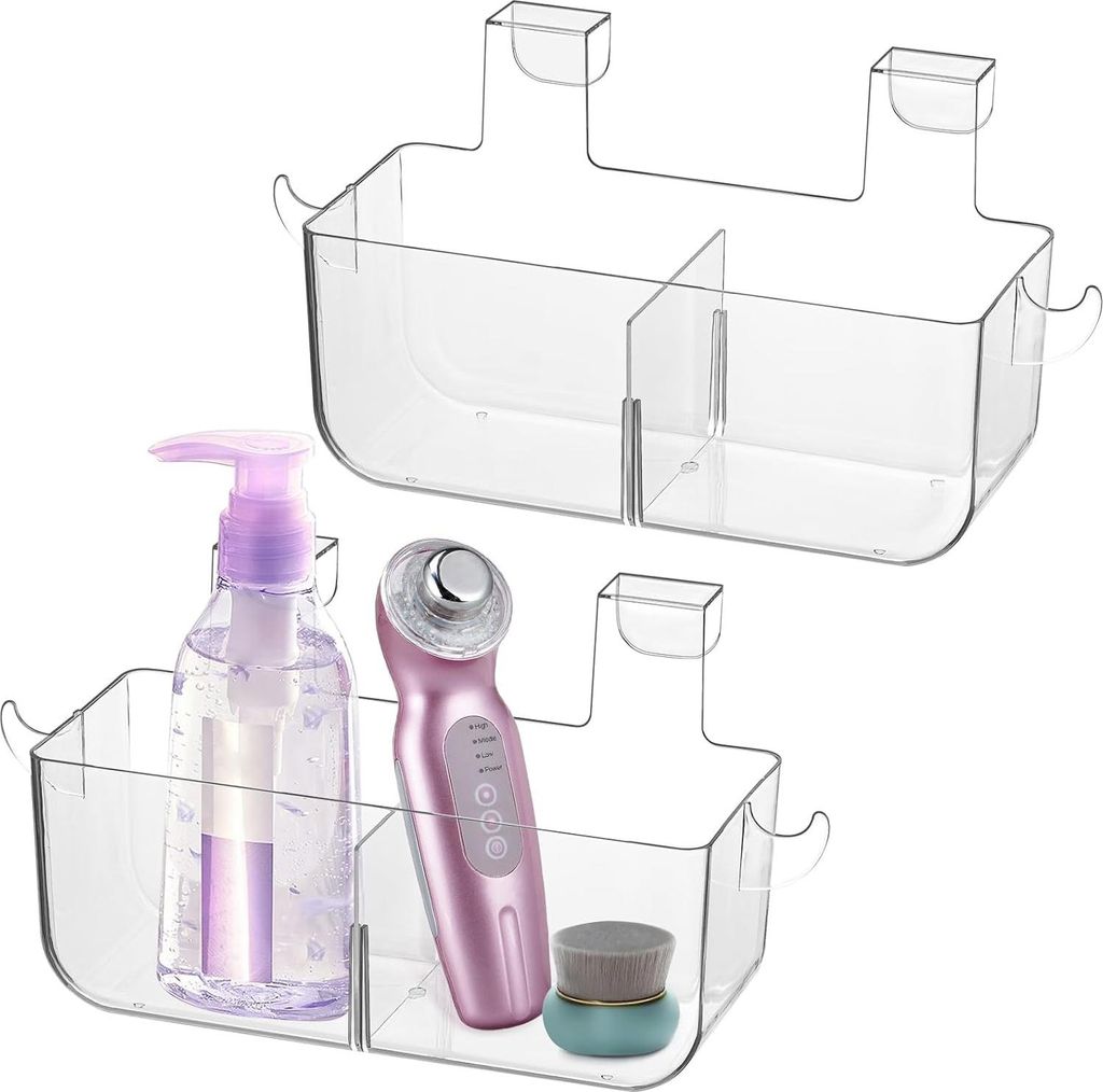 Allecto Premium - Türorganizer 2 Stück - Aufbewahrungsbox mit Haken - Küche, Nebenraum, Badezimmer - Transparent - Für Innen- oder Außentüren