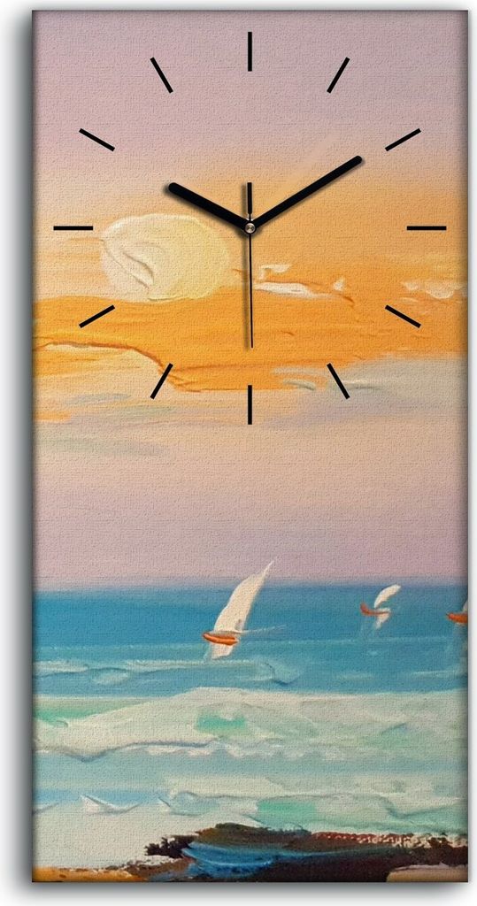 Wandbild Leinwand Bilder mit Uhr 30x60 Malerei Abstrakte Produktbild 