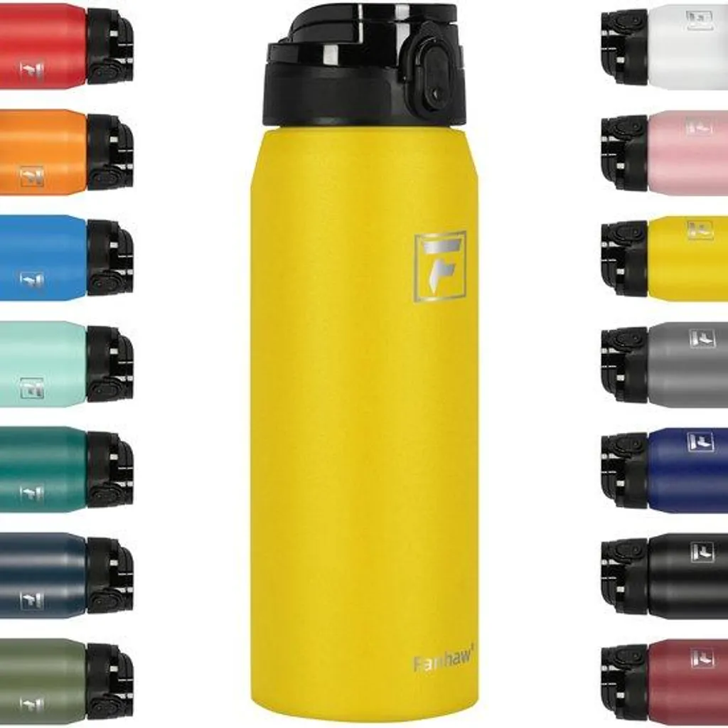 Gourde étanche 750 ml sans fuite jaune avec bouchon anti-poussière
