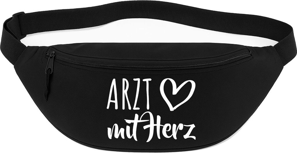 Huuraa Bauchtasche Arzt mit Herz 2,5 Liter Black Polyester Crossbody Bag Geschenkidee