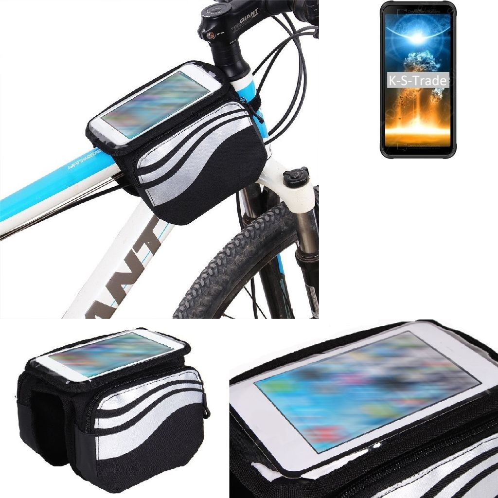 K-S-Trade Rahmentasche Fahrrad-Halterung kompatibel mit Blackview BV6300 Pro Rahmenhalterung Fahrrad Handyhalterung Fahrradtasche Handy Smartphone