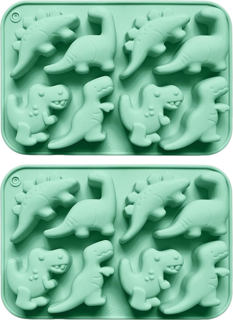 Dinosaurier-Silikonform, Eiswürfelform, flexibel, für Fondant, Schokolade, Süßigkeiten, Kekse, Kuchen, Kerzen, Seife, leicht zu lösen, Gebäck...