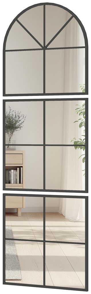 HOMCOM Wandspiegel dreiteilig, bogenförmiger Spiegel mit Produktbild 
