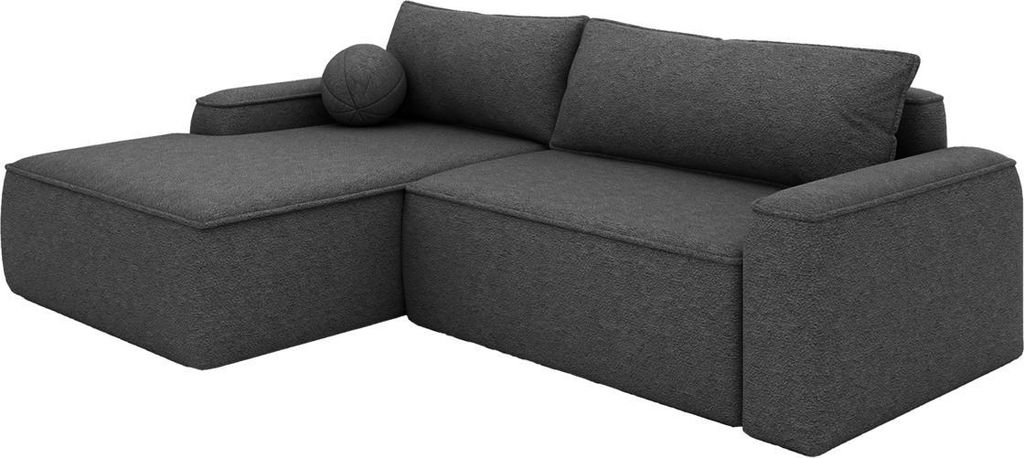 FEDVE Ecksofa OTATTI aus Bouclé-Stoff mit Schlaffunktion, Graphit