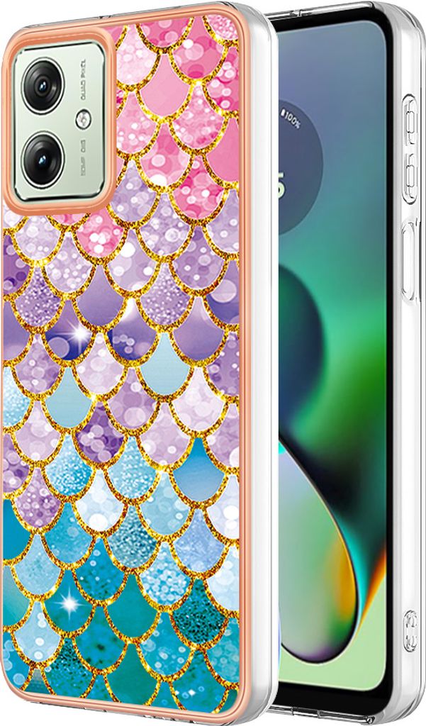 Hülle für Motorola Moto G54 Muster TPU Silikon Stoßdämpfer Bumper Schutzhülle Bunt